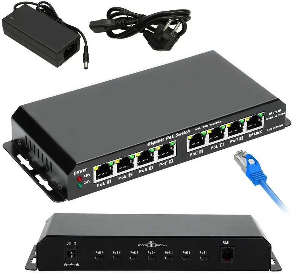 Šakotuvas EXTRALINK KRATOS GIGABIT POE SWITCH 8 PORTS 24V
