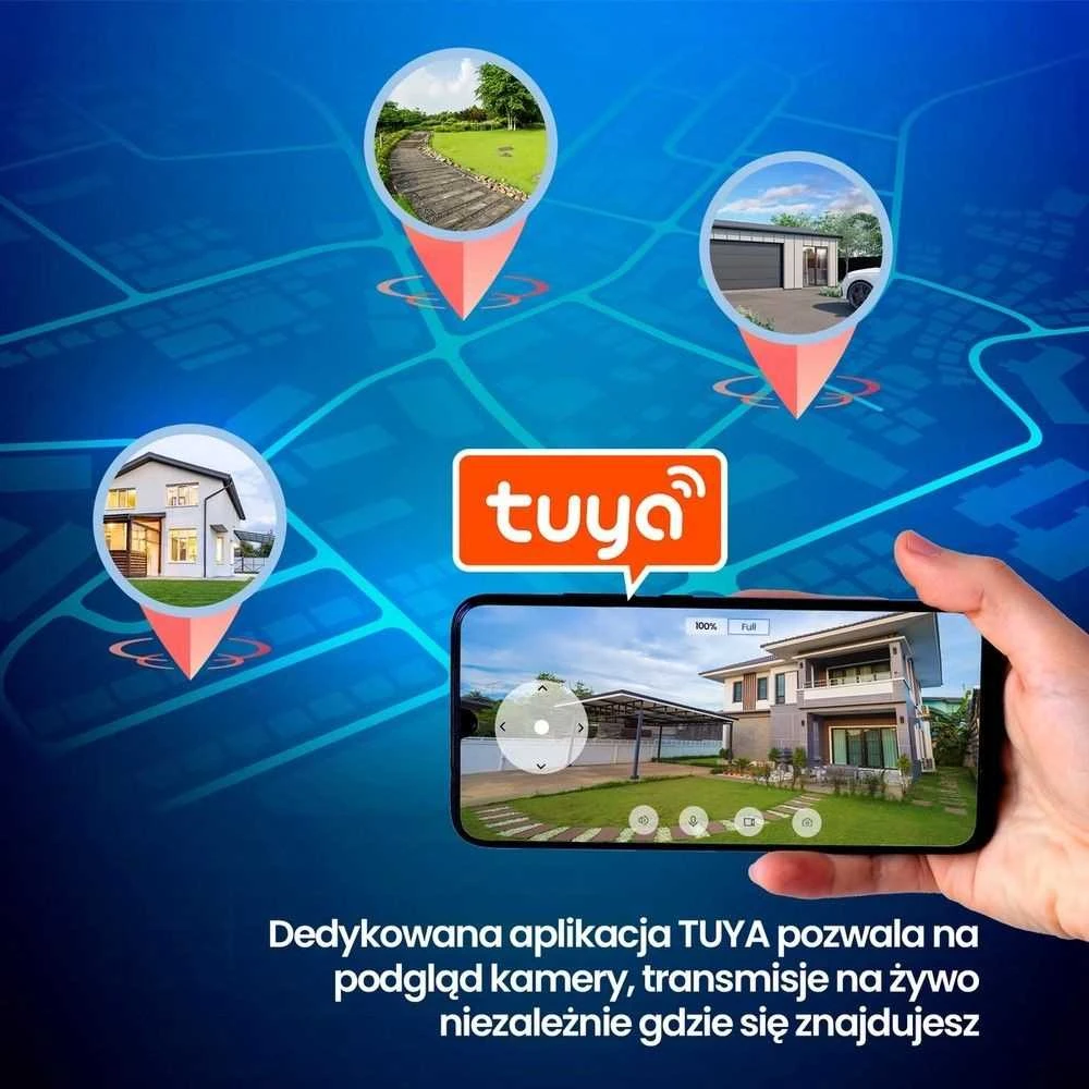Bevielė išmanioji Wi-Fi lauko kamera, 3MP, 12V DC, valdoma PTZ 310°, IP65, balta, TUYA, Smart Life, Extralink