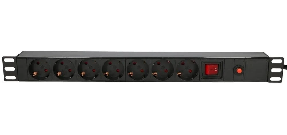 EXTRALINK 19 colių 1U 7 lizdų ES tipo maitinimo PDU su jungikliu PDU EU