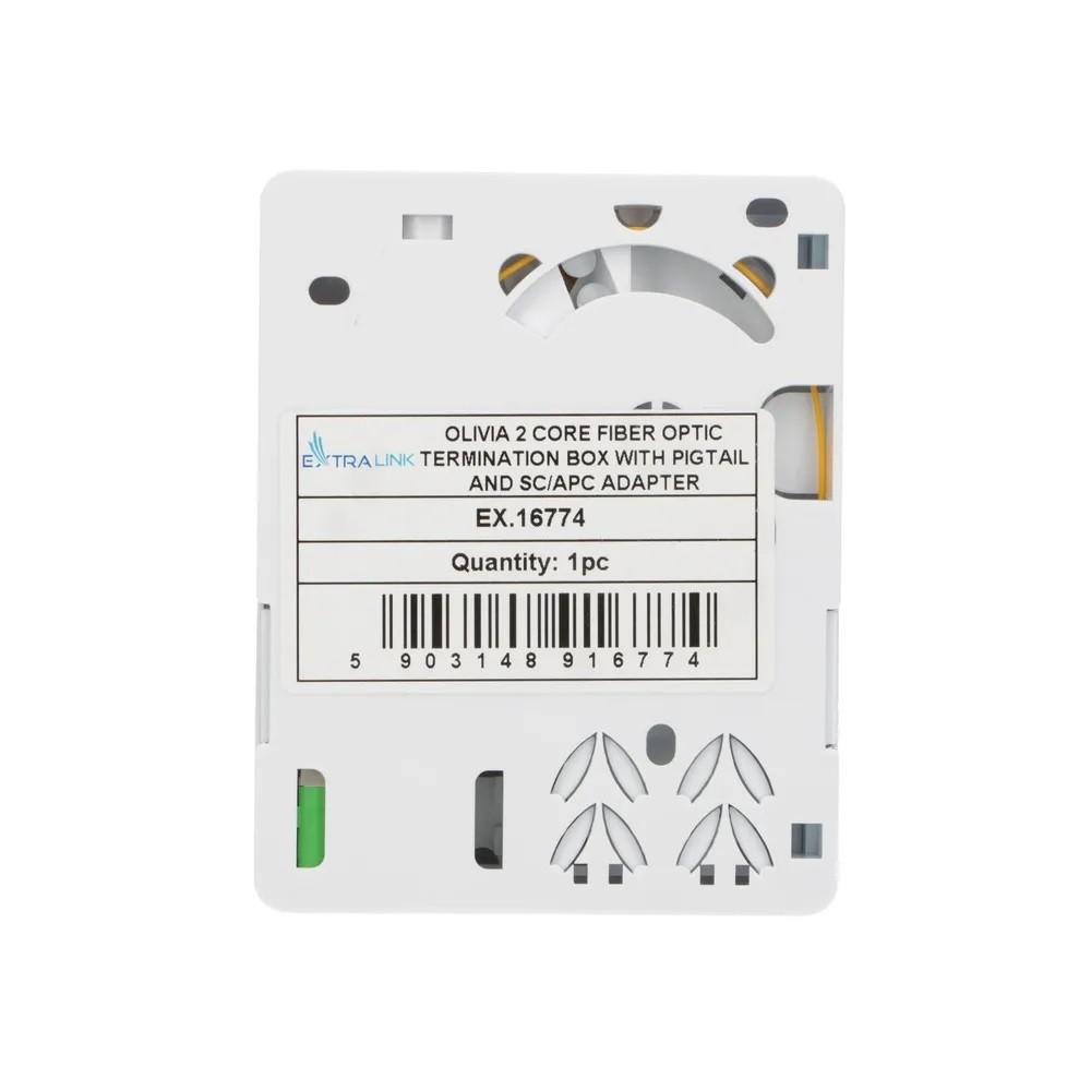 EXTRALINK Olivia 2 gyslų šviesolaidinė galinė dėžutė su kojeliu ir SC/APC adapteriu