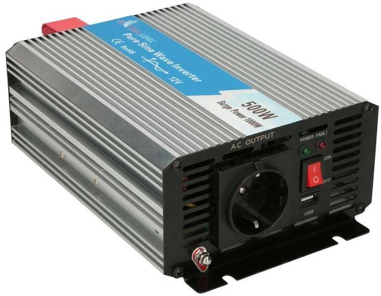 EXTRALINK automobilio įtampos keitiklis 12V-230V 500W grynas sinusas OPIP-500W