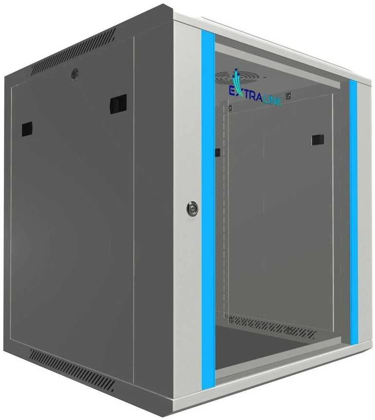 Extralink Sieninė spinta su stiklinėmis durimis12U 600x600 , pilka