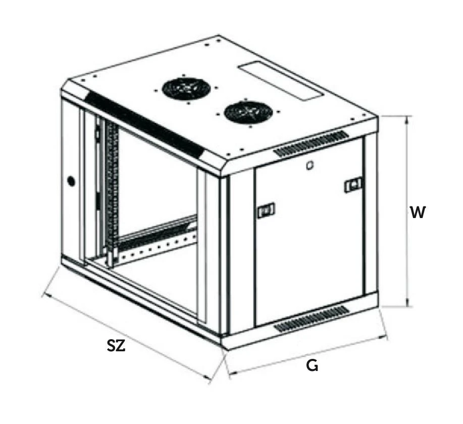 EXTRALINK 6U 600X600 ASP sieninė spintelė metalinių durų pilka