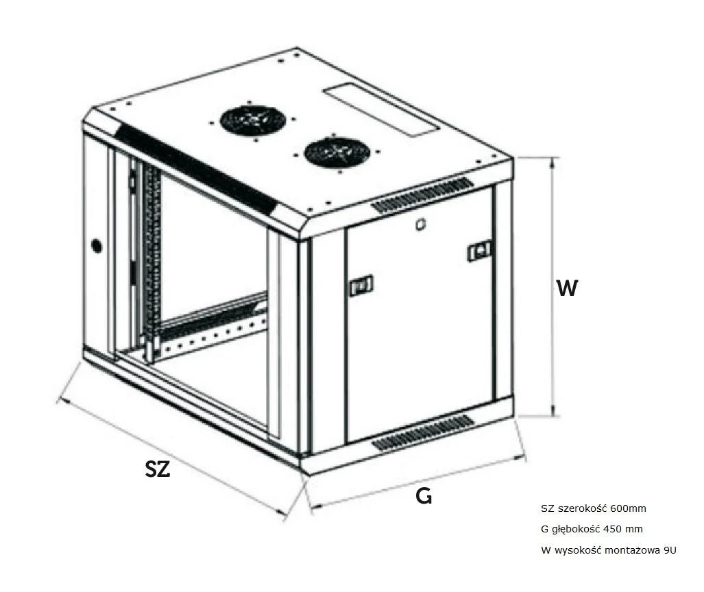 EXTRALINK 9U 600X450 ASP sieninė spintelė metalinių durų pilka
