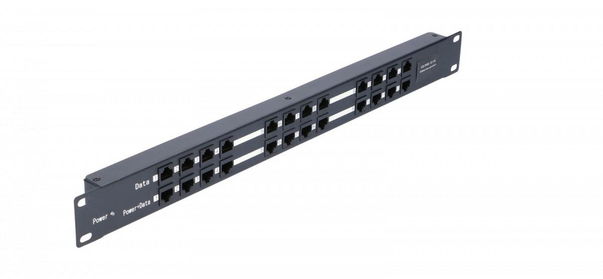 EXTRALINK 12 prievadų pasyvus PoE purkštukas / adapteris 10/100Mbps 12v ~ 48v DC stovas 19"