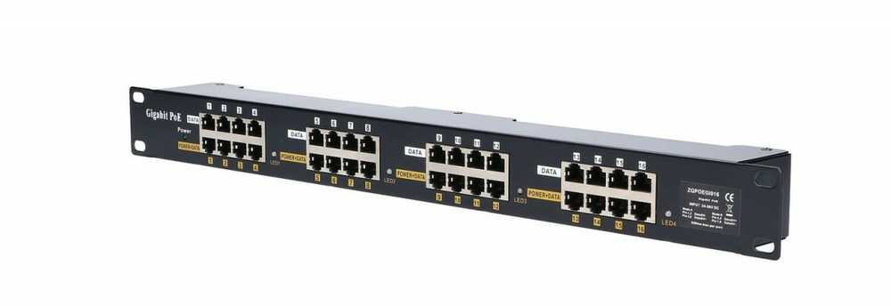 EXTRALINK 16 Port Passive arba 802.3af/at PoE Injector 1 GbE 18v ~ 57v DC Rack 19"
