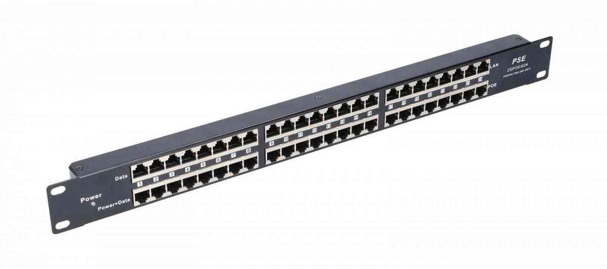 EXTRALINK 24 prievadų pasyvus PoE purkštukas / adapteris 10/100Mbps 12v ~ 48v DC stovas 19"