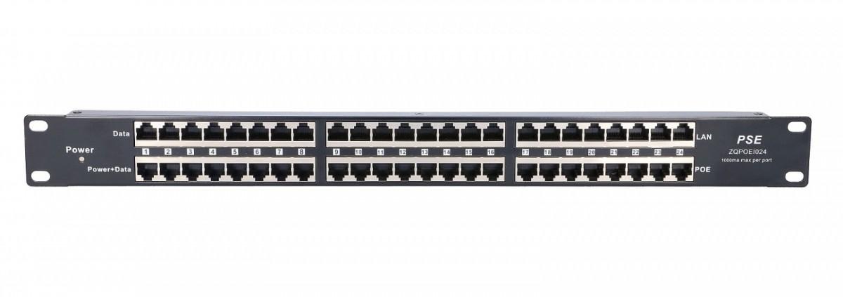 EXTRALINK 24 prievadų pasyvus PoE purkštukas / adapteris 10/100Mbps 12v ~ 48v DC stovas 19"