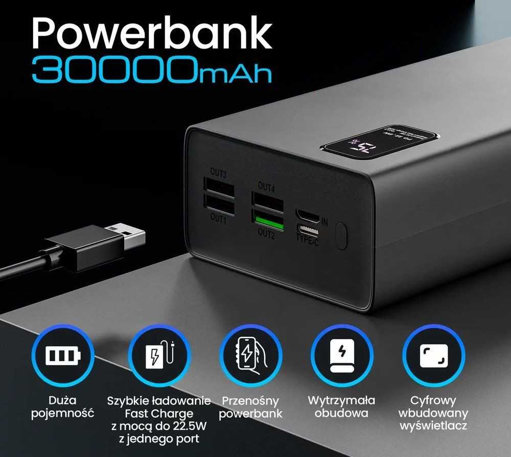 Atsarginis maitinimo šaltinis ("Power Bank") Extralink EPB-069 30000mAh