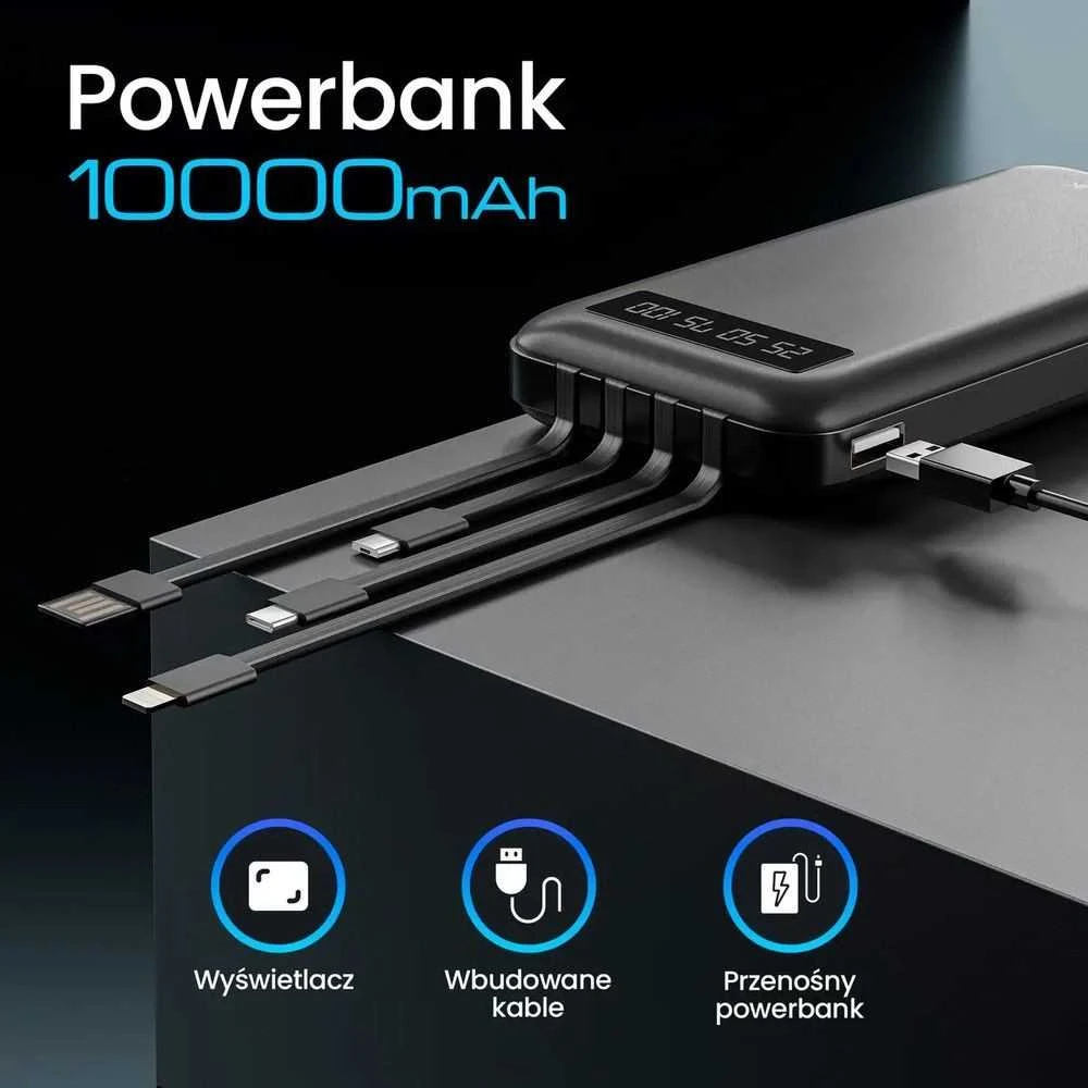 Extralink EPB-083 10000mAh Juodas | Powerbank | Power bank, USB-C