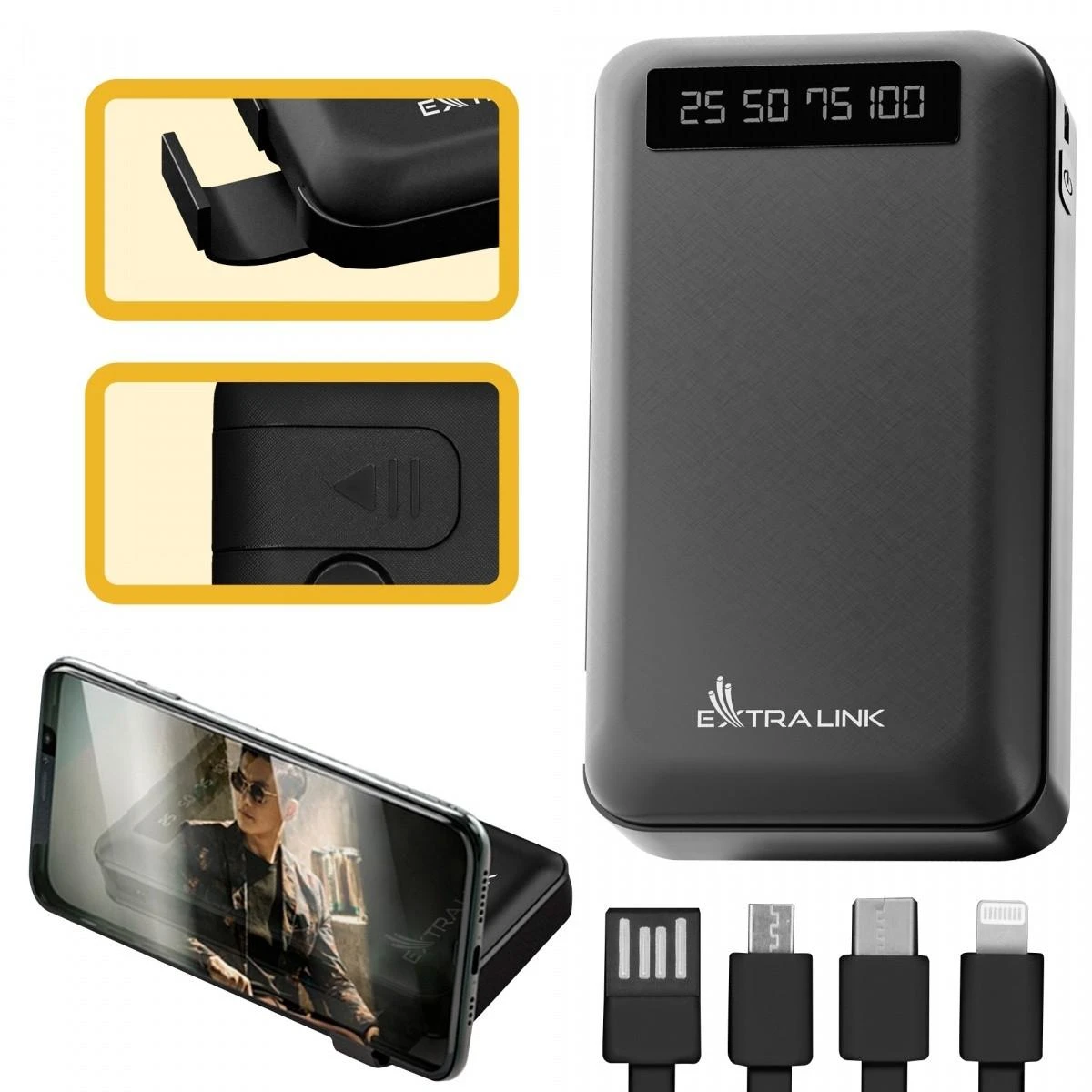 Extralink EPB-083 10000mAh Juodas | Powerbank | Power bank, USB-C