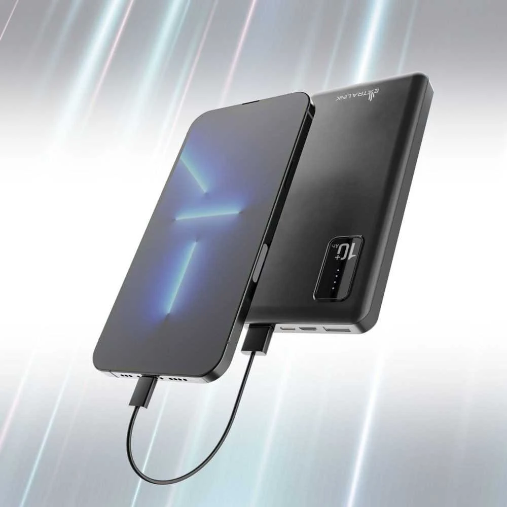 Extralink EPB-098B 10000mAh Juodas | Powerbank | Maitinimo blokas, USB-C
