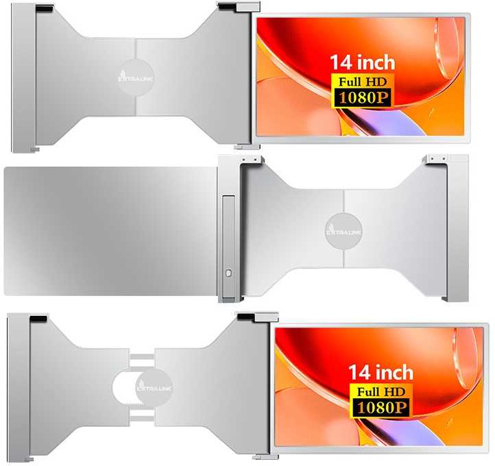 Monitorius „Extralink Smart Life S14 14“ | Nešiojamieji nešiojamųjų kompiuterių monitoriai | 2 monitoriai, IPS, 1920 x 1200