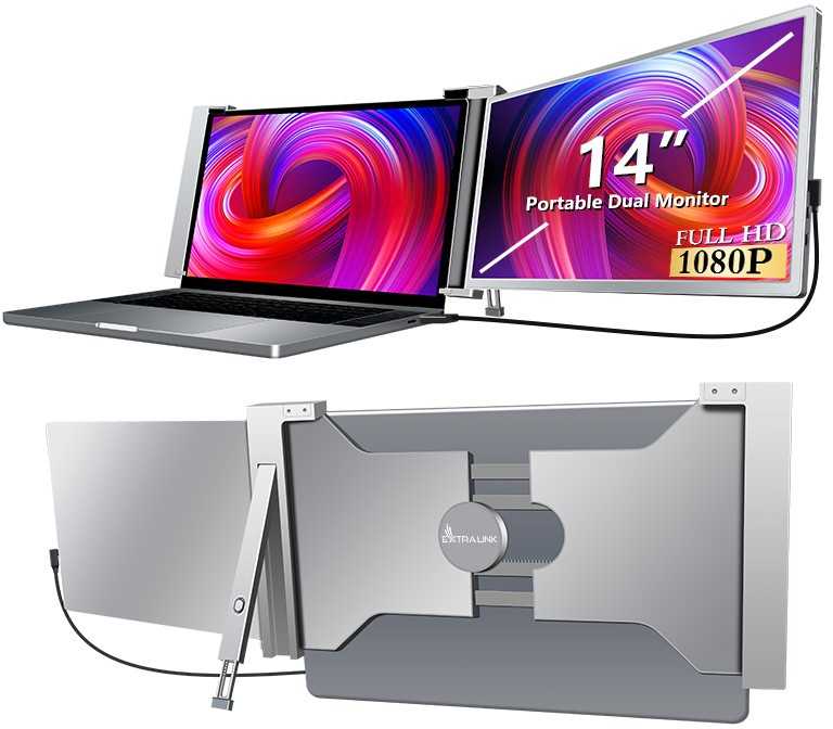 Monitorius „Extralink Smart Life S14 14“ | Nešiojamieji nešiojamųjų kompiuterių monitoriai | 2 monitoriai, IPS, 1920 x 1200