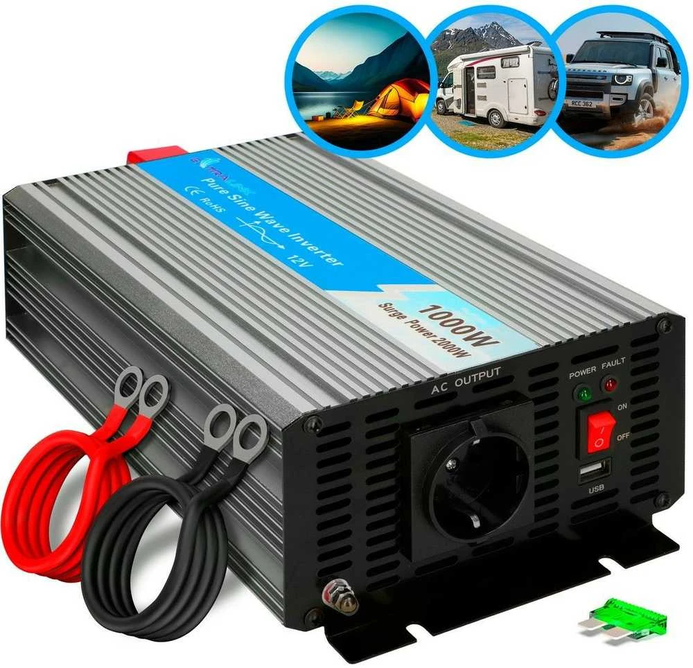 EXTRALINK įtampos keitiklis 12V-230V 1000W grynas sinusas OPIP-1000W