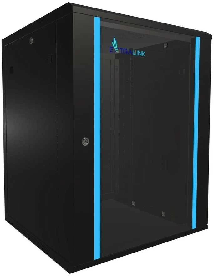 EXTRALINK 15U 600X600 ant sienos montuojama spintelė juodas