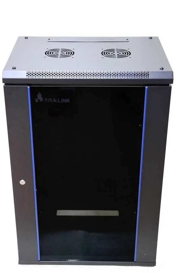 EXTRALINK 18U 600X600 ant sienos montuojama spintelė juodas