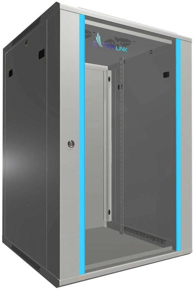 EXTRALINK 18U 600X600 ant sienos montuojama spintelė pilka