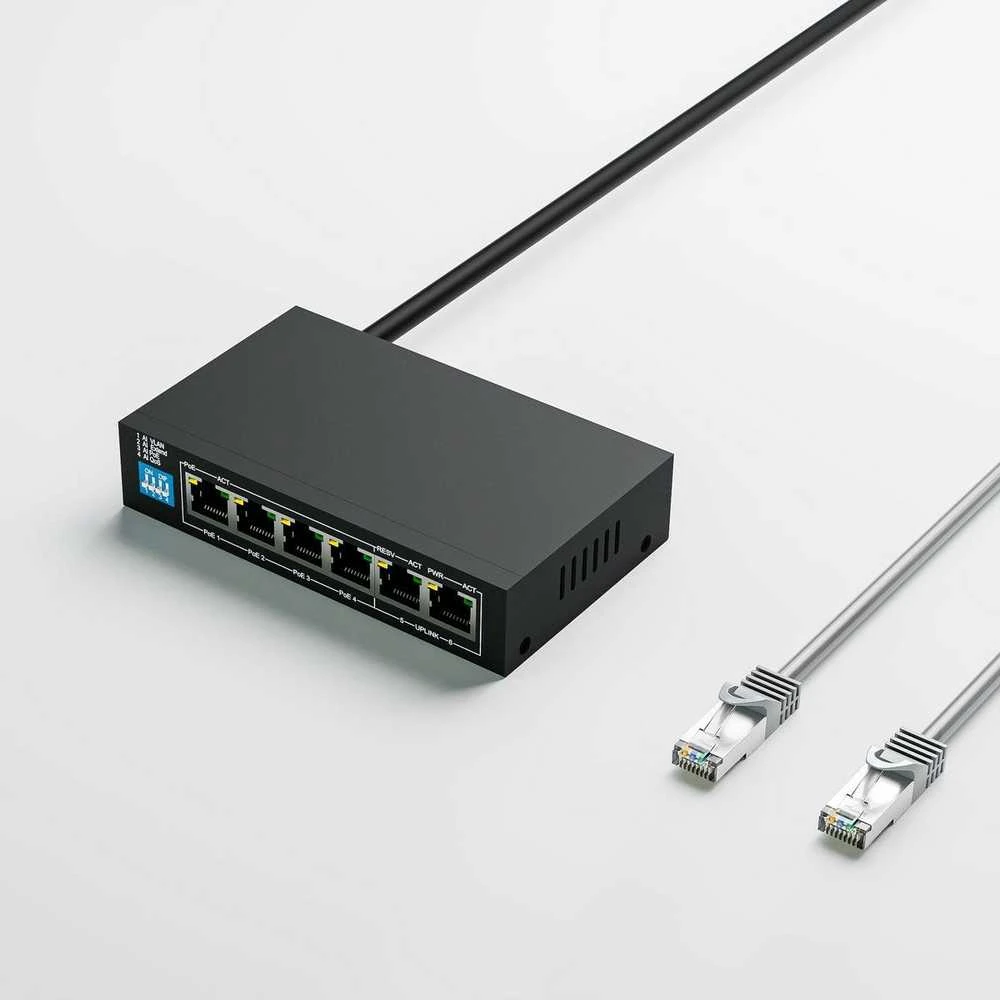Šakotuvas EXTRALINK KRIOS 4 prievadų GbE Nevaldomas 802.3AF/AT 150 W PoE jungiklis + 1xRJ45 Up-Link
