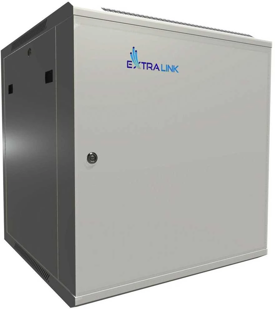 EXTRALINK 12U 600X600 ASP sieninė spintelė metalinių durų pilka