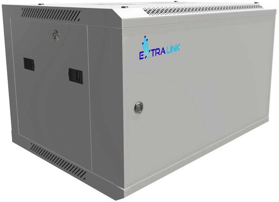EXTRALINK 6U 600X450 ASP sieninė spintelė metalinių durų pilka