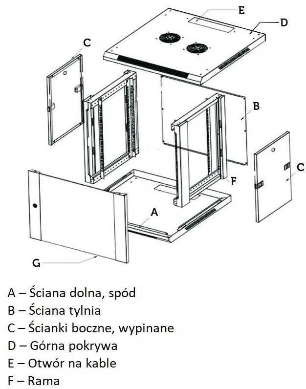 EXTRALINK 6U 600X600 ASP sieninė spintelė metalinių durų pilka
