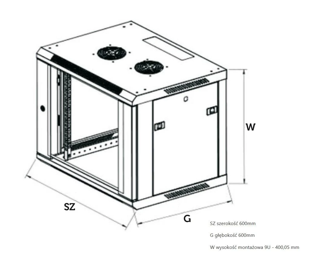 Extralink EX.8574-9U 600x450 Pilka | Spinta stovas | montuojamas ant sienos