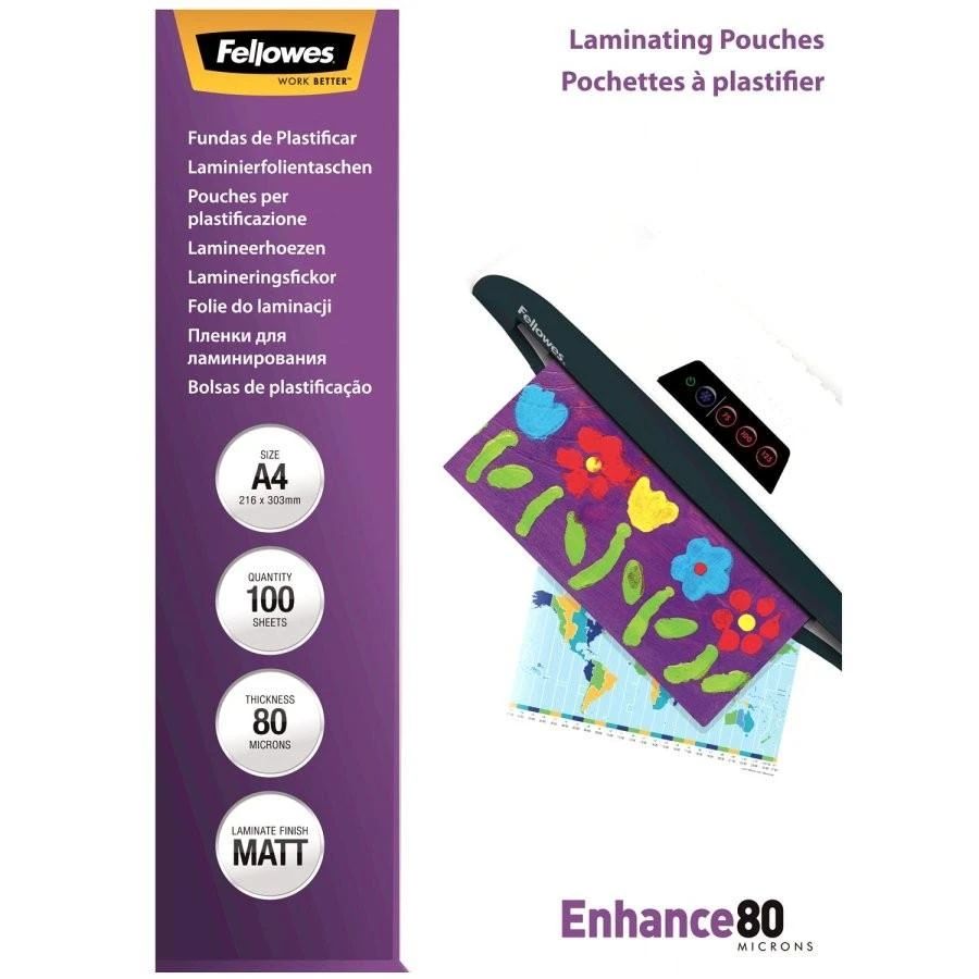 Fellowes Matt laminavimo maišeliai 80 mikronų, A4 100 pak
