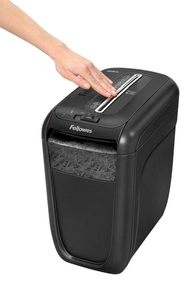 Fellowes Powershred | 60Cs | Juodas | 22 L | Kreditinių kortelių smulkinimas | 75 dB | Popieriaus apdorojimo standartas / išvestis 10 lapų per eigą | Skersinis smulkintuvas | Garantija 24 mėn.