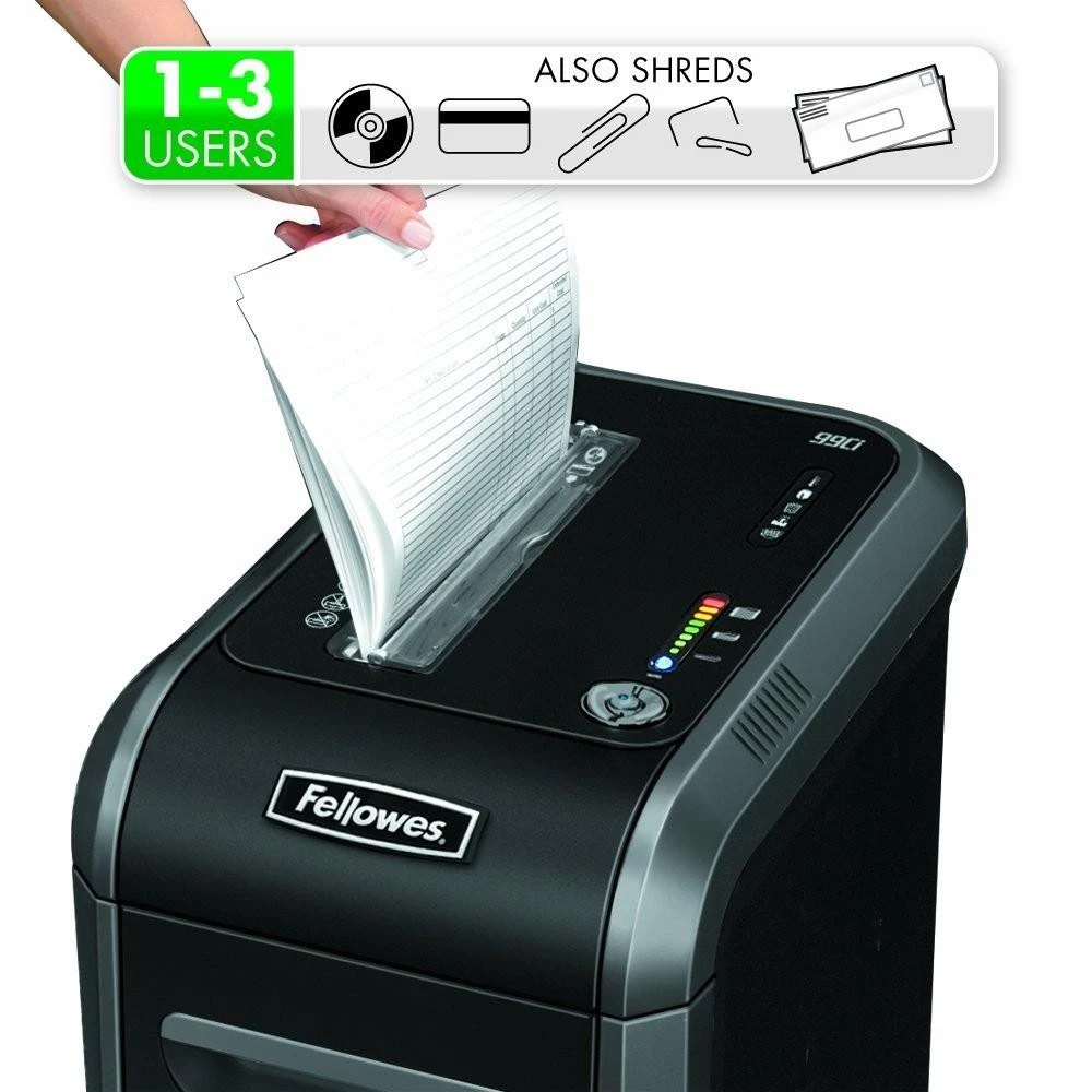 Fellowes Powershred | 99Ci | Juodas | 34 L | Kompaktinių diskų smulkinimas | Kreditinių kortelių smulkinimas | Popieriaus apdorojimo standartas / išvestis 18 lapų per eigą | Skersinis smulkintuvas | Garantija 24 mėn.