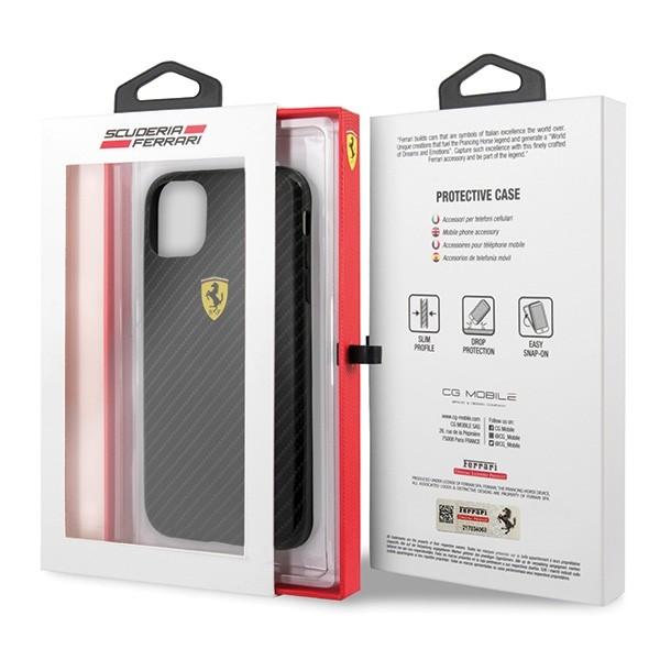 „Ferrari Ferrari“ kietas dėklas FESPCHCN58CBBK „iPhone 11 Pro“ gėrimas / gėrimas „On Track“ anglies efektas