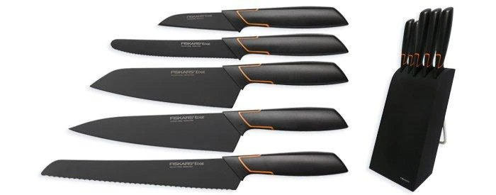 Fiskars Peilių rinkinys Edge 5 peiliai+stovas 1003099