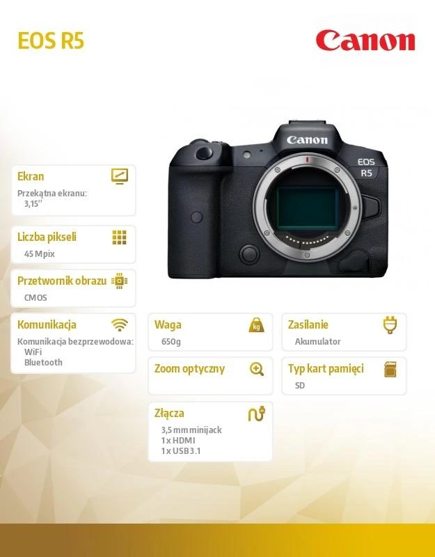 Canon EOS R5 MILC korpusas 45 MP CMOS 8192 x 5464 pikseliai Juoda