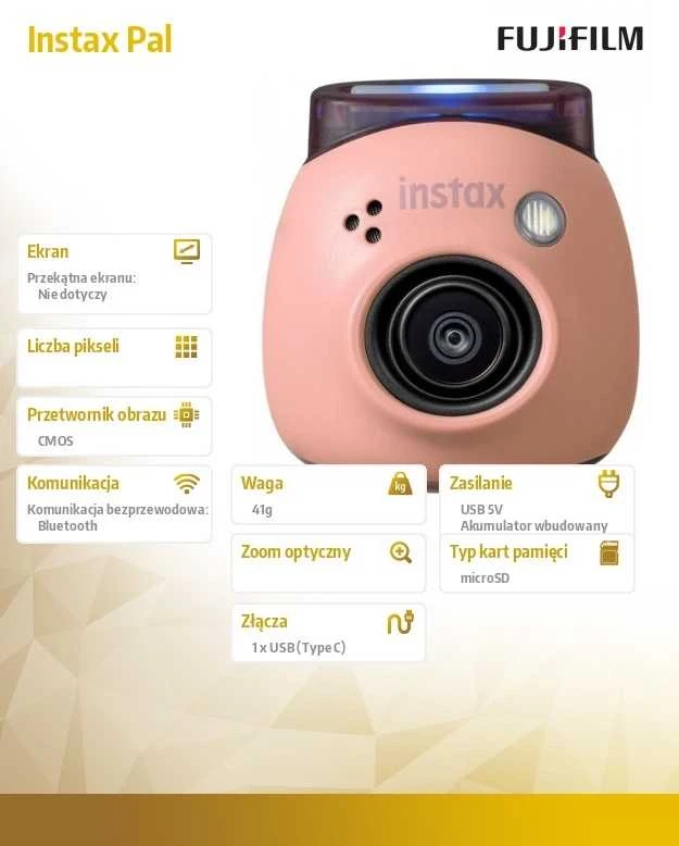 Fotoaparatas Fujifilm INSTAX Pal Powder Pink (Rožinės) spalvos