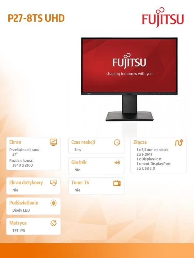 Monitorius Fujitsu DISPLAY P27-8 TS UHD, EU