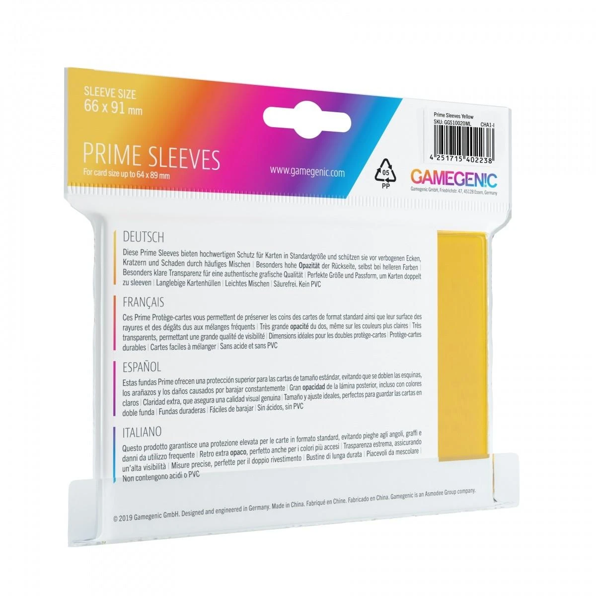 Gamegenic : Prime CCG Sleeves (66x91 mm) - Geltona, 100 vnt