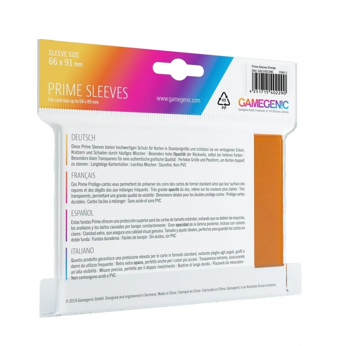Gamegenic : Prime CCG Sleeves (66x91 mm) - Oranžinis, 100 vnt