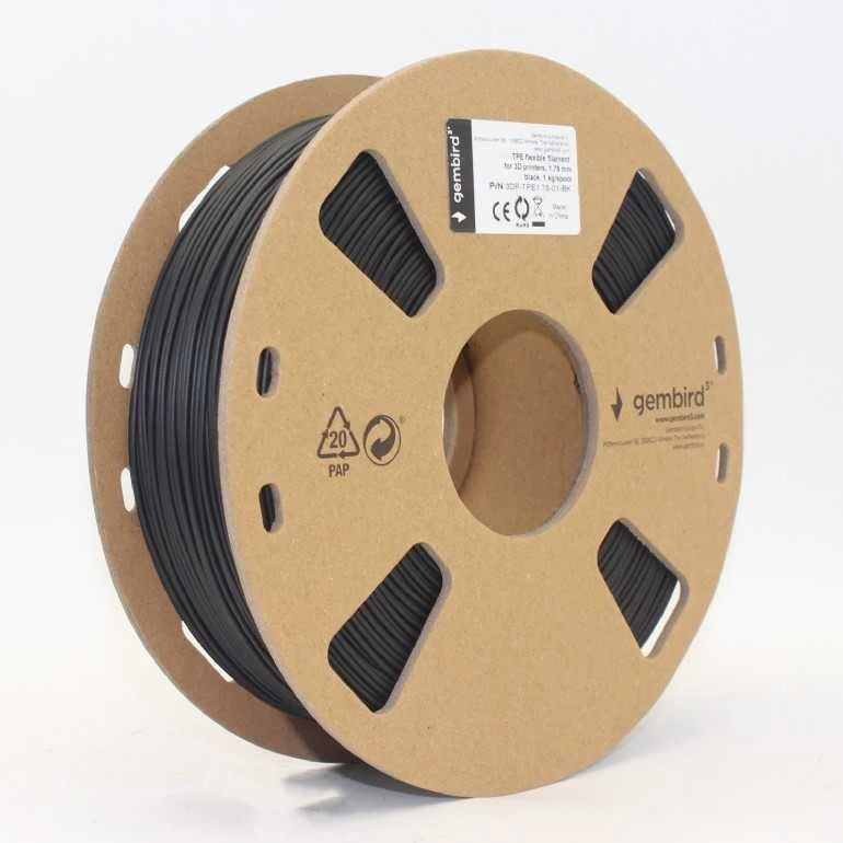 GEMBIRD 3DP-TPE1.75-01-BK Filament Gembird TPE FLEXIBLE Juodas 1,75mm 1kg