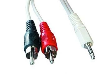 3,5 mm į 2 RCA garso laidas su spalvotomis jungtimis