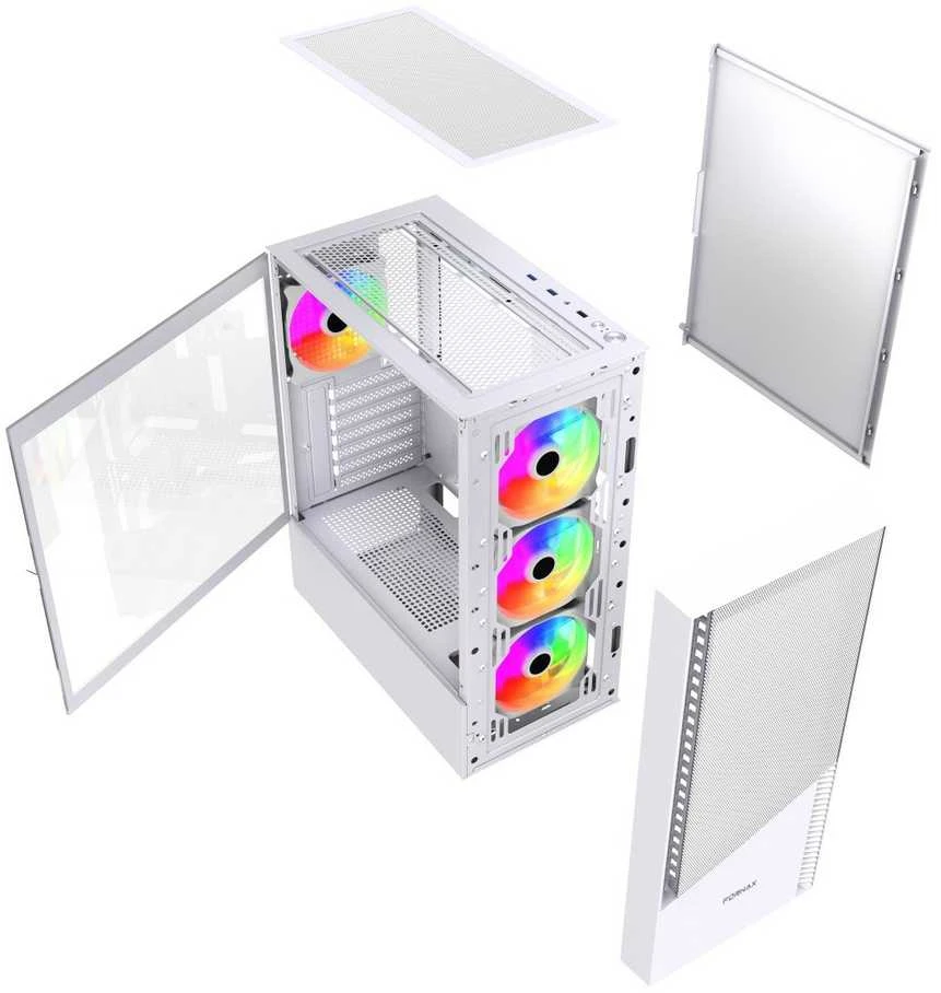 GEMBIRD kompiuterio dėklas Fornax 4300W ATX - ARGB Backlight Baltas