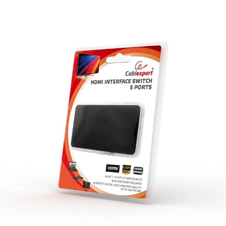 HDMI komutatorius Cablexpert 5 jungtys pakuotėje