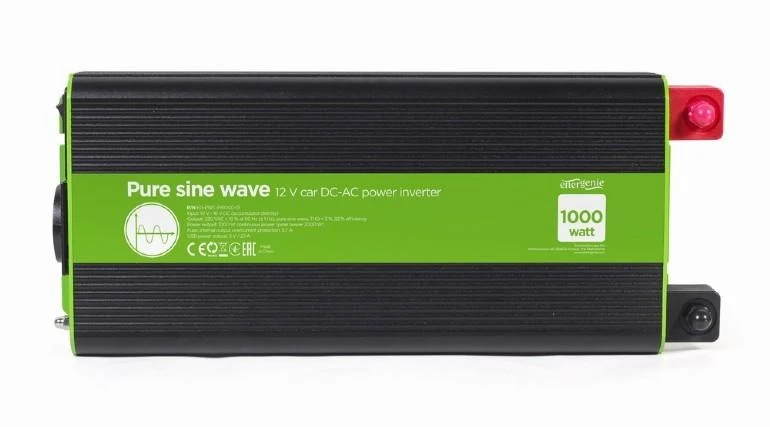 Gembird ENERGENIE 12 V grynos sinusinės bangos automobilio DC-AC maitinimo keitiklis 1000 W