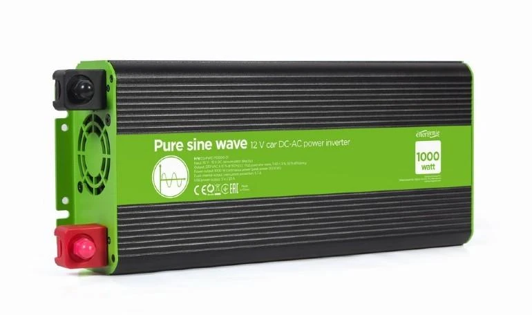 Gembird ENERGENIE 12 V grynos sinusinės bangos automobilio DC-AC maitinimo keitiklis 1000 W