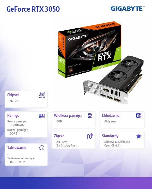 Vaizdo plokštė GIGABYTE GeForce RTX 3050 OC LP 6GB