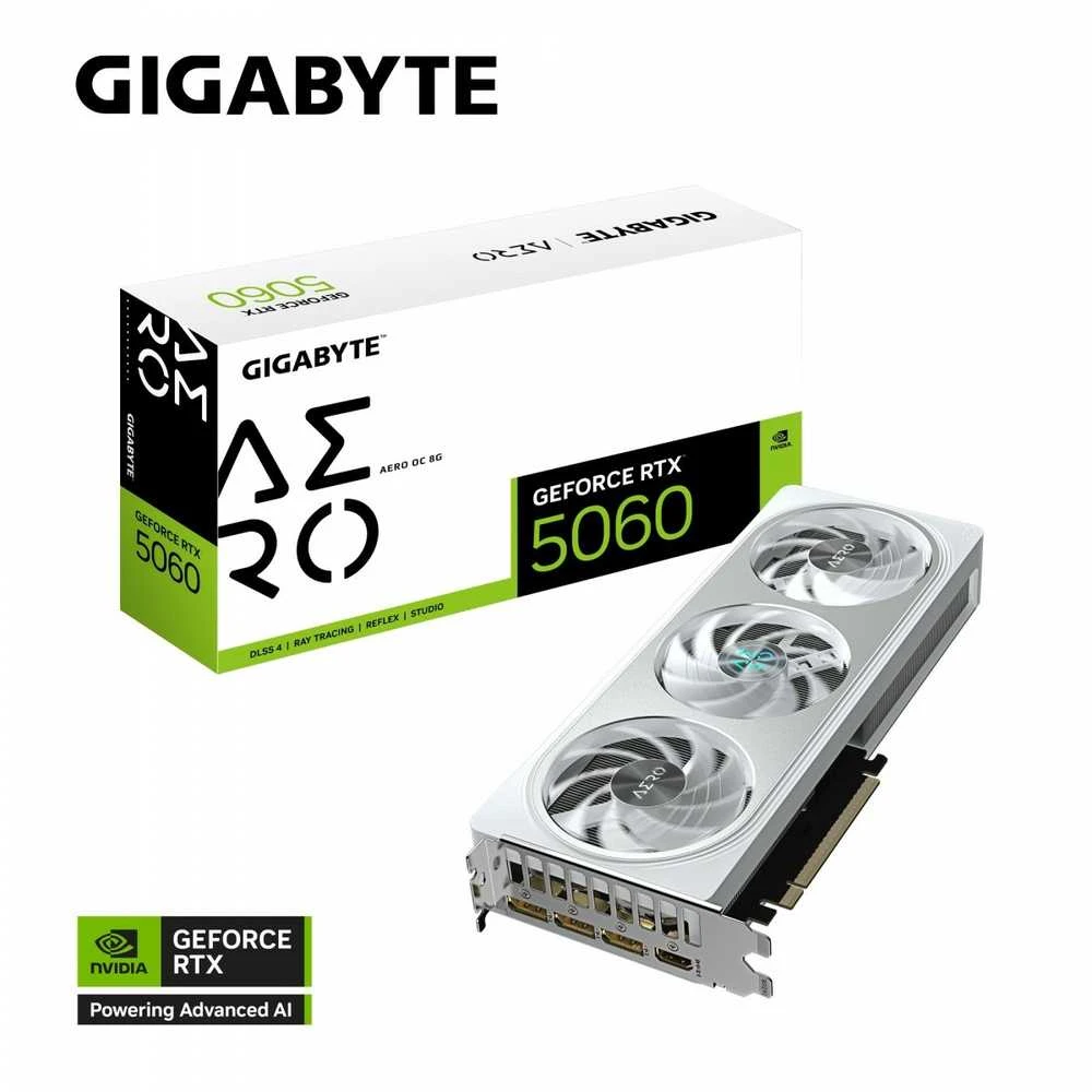 GIGABYTE GeForce RTX 5060 AERO OC 8G Grafikos plokštė - 8GB GDDR7