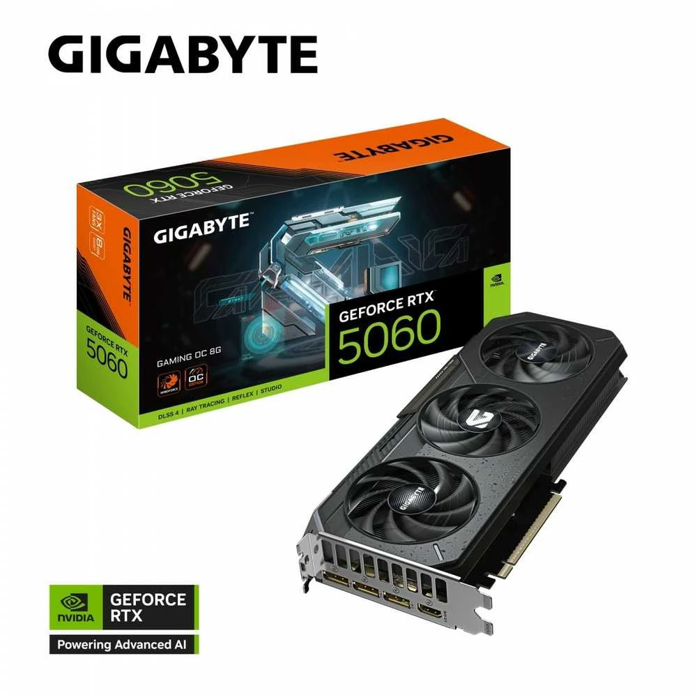 Vaizdo plokštė GIGABYTE GeForce RTX 5060 GAMING OC 8G Grafikos plokštė - 8GB GDDR7