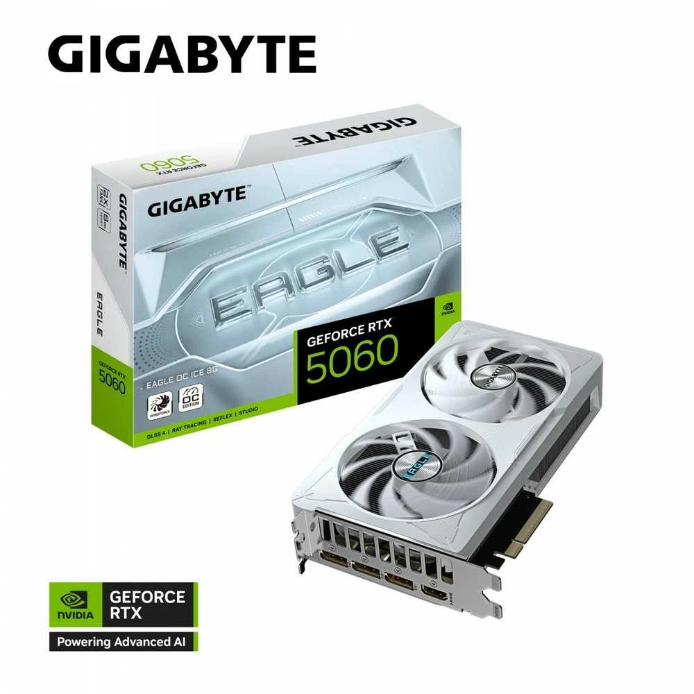Vaizdo plokštė GIGABYTE GeForce RTX 5060 EAGLE OC ICE 8G Grafikos plokštė - 8GB GDDR7