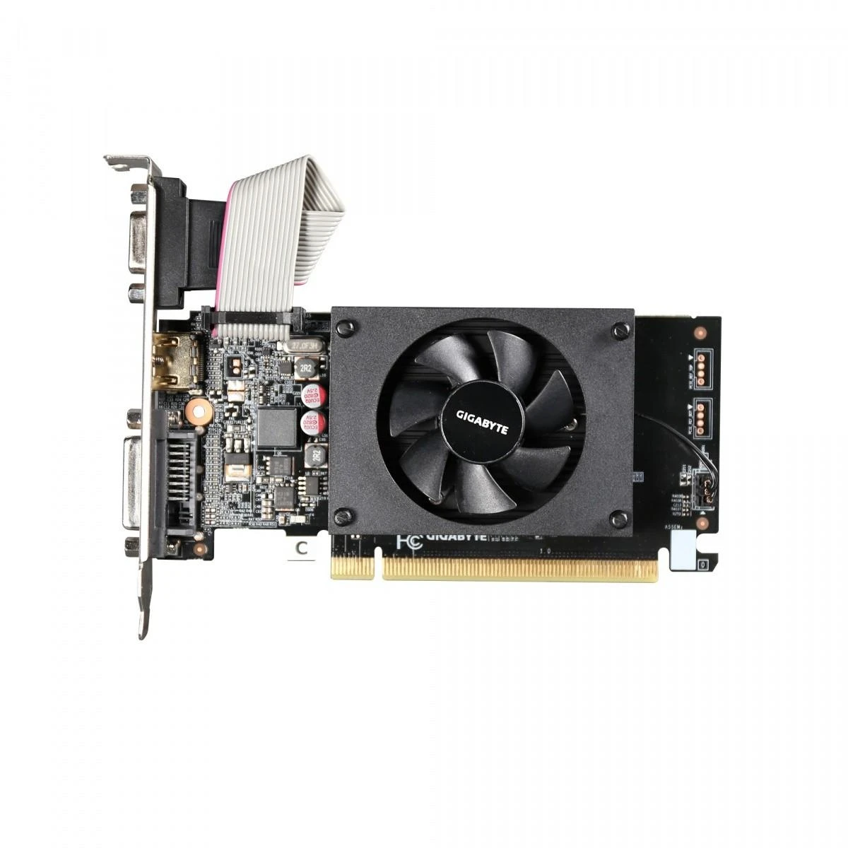Vaizdo plokštė Gigabyte | GV-N710D3-2GL 2.0 | NVIDIA | 2 GB | GeForce GT 710 | DDR3 | Aušinimo tipas: aktyvus | DVI-D jungčių kiekis: 1 | HDMI jungčių kiekis: 1 | PCI Express 2.0 | Atminties taktinis dažnis: 1600 MHz | Procesoriaus dažnis: 954 MHz | VGA (D-Sub) jungčių kiekis: 1