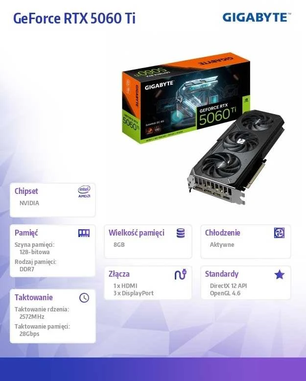 Vaizdo plokštė GIGABYTE GeForce RTX 5060 Ti GAMING OC 8GB GDDR7 3xDP 1xHDMI