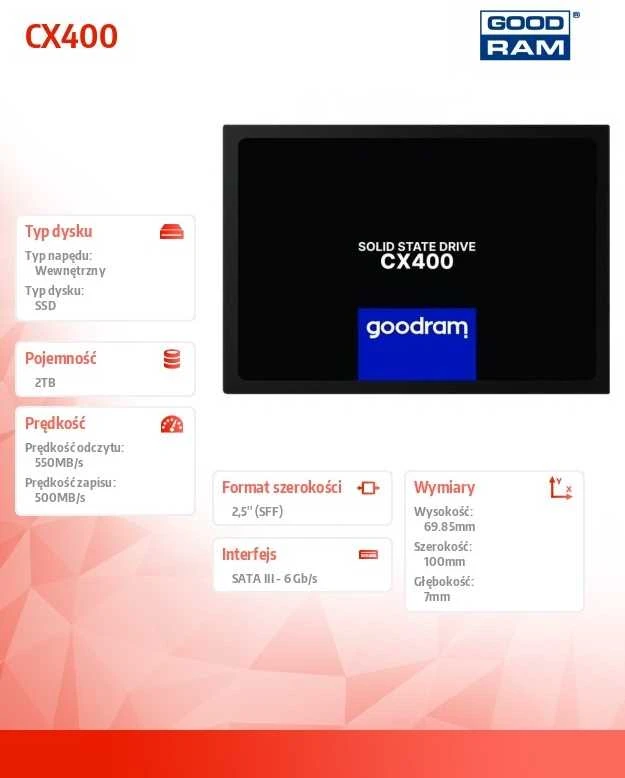 GOODRAM SSD CX400 Gen.2 2TB SATA III 2.5" RETAIL